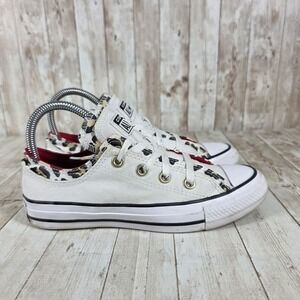 Converse All Star Low Top Sneakers Women's Size 6‎ Leopard Print White